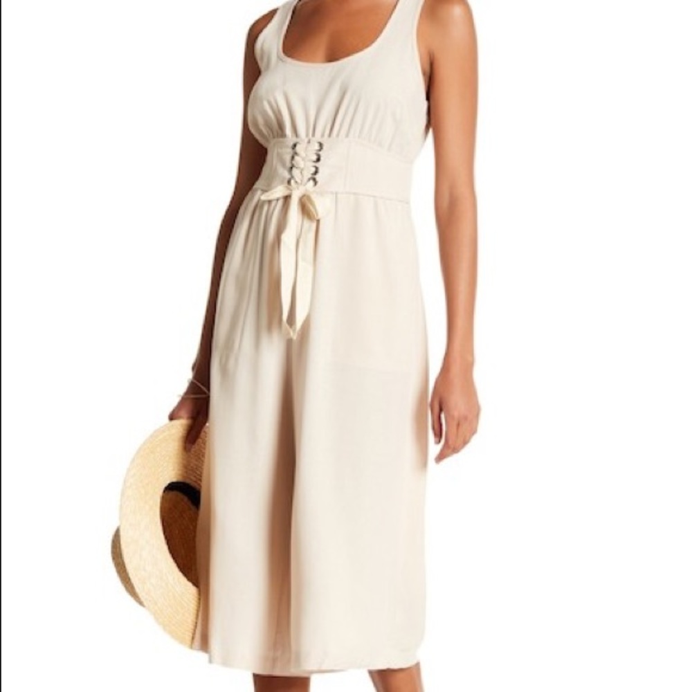 Cream tie waist jumpsuit. Worn once.
